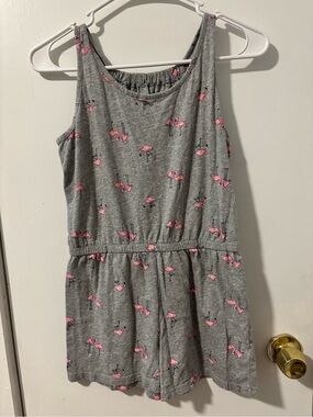 Old Navy Gray Romper with Pink Flamingo Accents